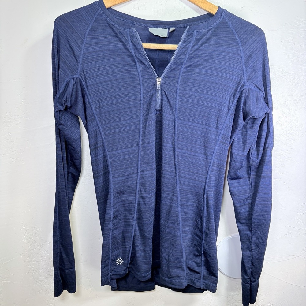 Athleta Women's Charcoal Blue/Black Vitamin Sea‎ Hooded Full Zip Up Jacket S